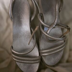 J Slides Metallic Silver Sandals
